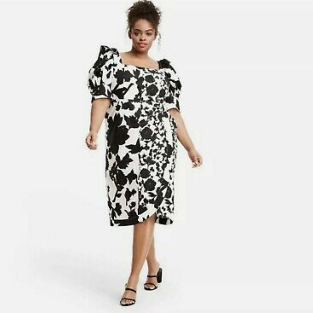 Christopher John Rogers Wrap Dress Black White NWT - Picture 12 of 13